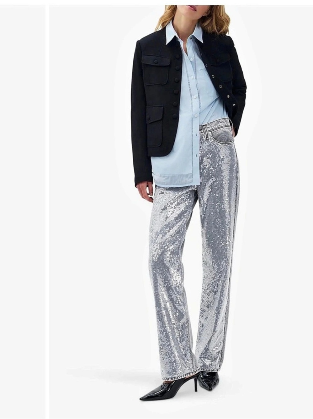 NWT Rag & Bone Shea High Rise Relaxed Straight Sequin Jeans Sequin Straight Leg